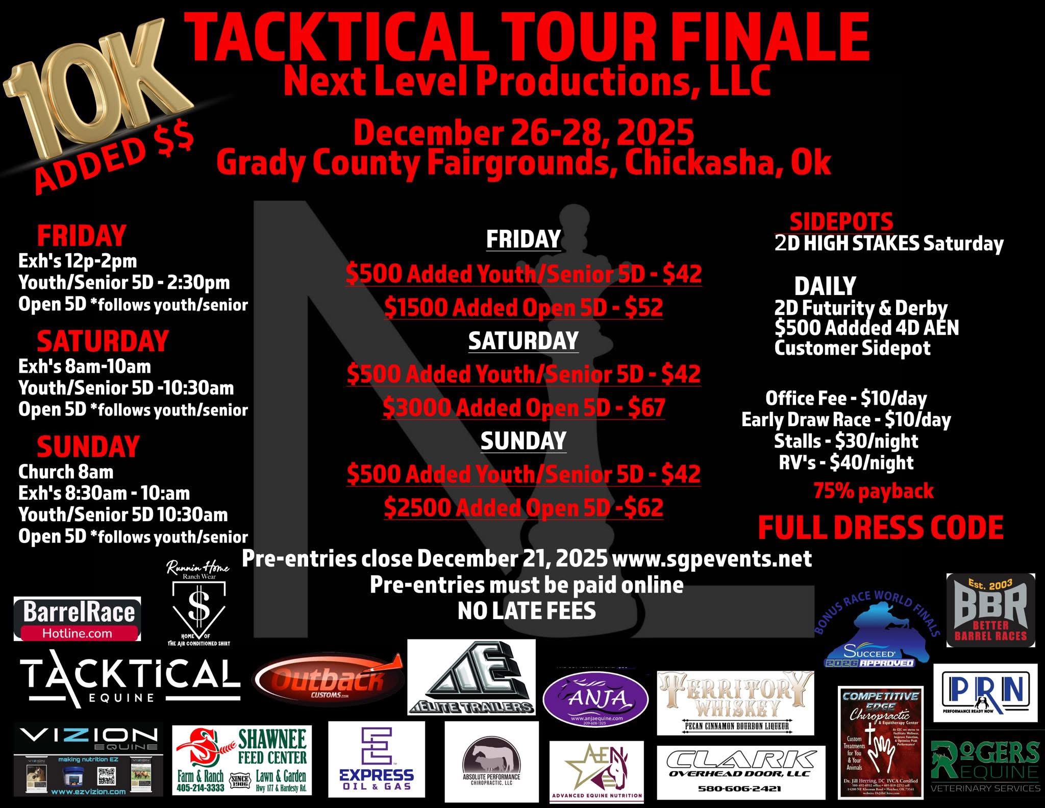 Tacktical Tour Finale barrel racing event details poster