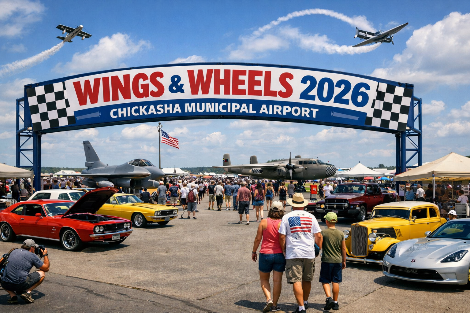 Airplanes and classic cars at Wings & Wheels 2026